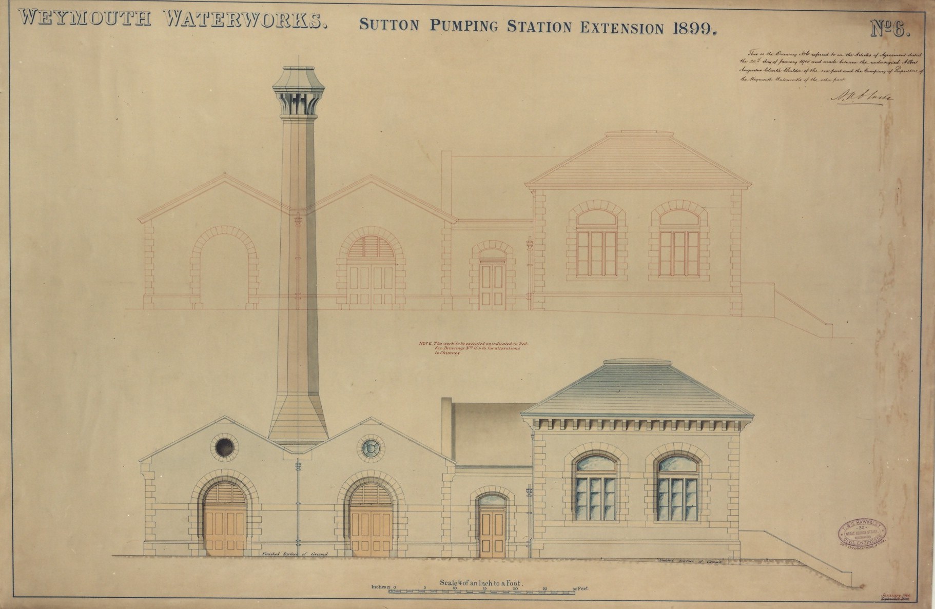 1899 extension - south elevation - plan no. 6